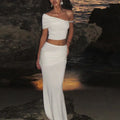 Strapless Long Dress Two Piece Fashion Elegant Solid Sleeveless Top Tight Set