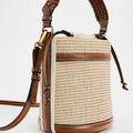 Straw Bucket Bag Weave Women Handbags Shoulder Crossbody Bags