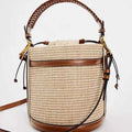 Straw Bucket Bag Weave Women Handbags Shoulder Crossbody Bags