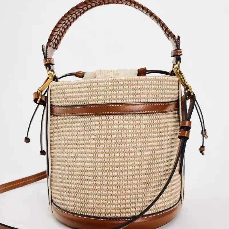 Straw Bucket Bag Weave Women Handbags Shoulder Crossbody Bags