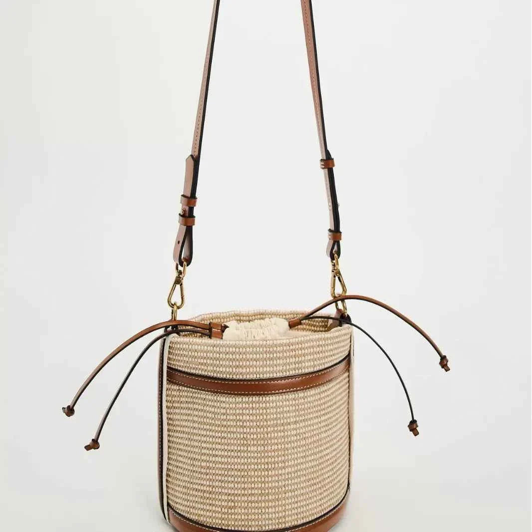 Straw Bucket Bag Weave Women Handbags Shoulder Crossbody Bags