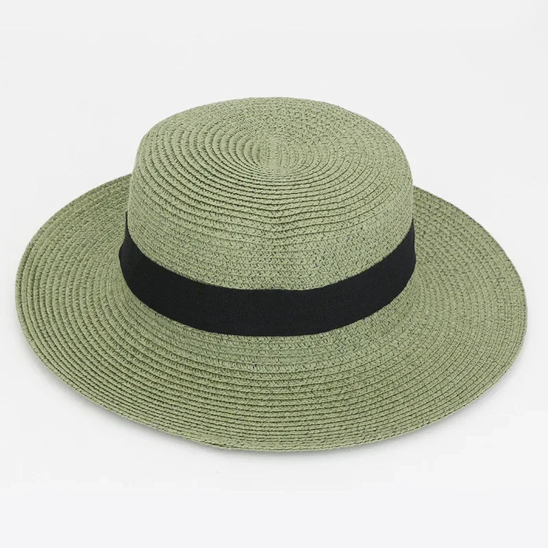 Straw Hat Summer Versatile Women’s - 13 gray green / one size