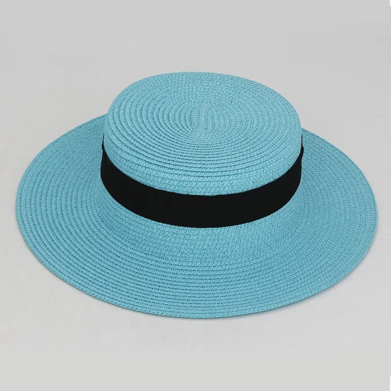 Straw Hat Summer Versatile Women’s - 17 Blue / one size