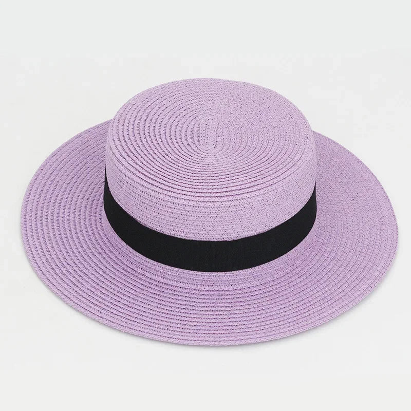 Straw Hat Summer Versatile Women’s - 4 light purple / one size
