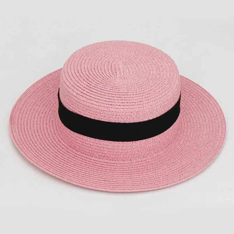 Straw Hat Summer Versatile Women’s - 5 Rose Red / one size