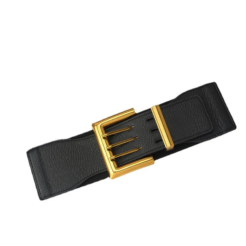 Stretchy Wide Waist Belt - black / elastic