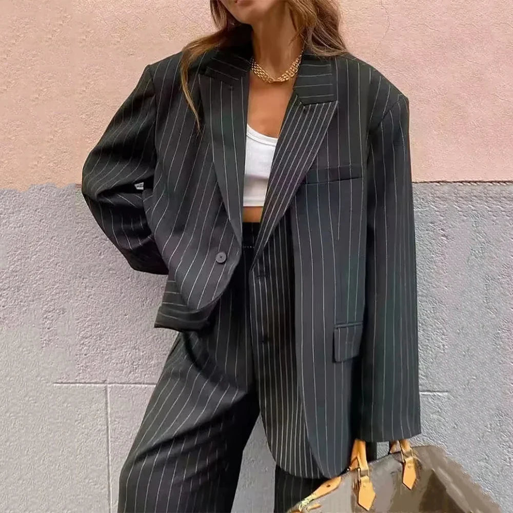 Stripe Blazer Coat Women