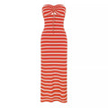 Striped Chest Wrap Hollow Pencil Dress - Other