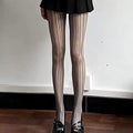 Striped Tights Women Figures Hollow-Out Lace Fishnet