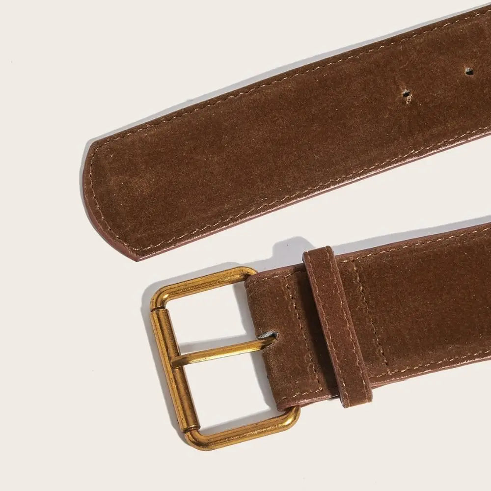 Suede Leather Wide Belt