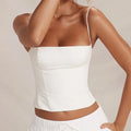 Summer Backless Zip Up Bustier Crop Tops