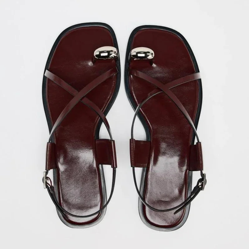 Summer Cross Strap Buckle Design Flat Sandals Women