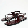 Summer Cross Strap Buckle Design Flat Sandals Women