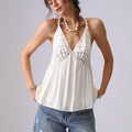 Summer French Style Halter Spaghetti Straps Top Cotton Striped - Other