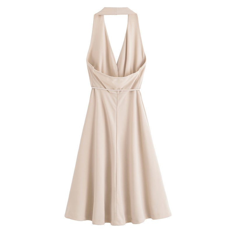 Summer Lace-up Hanging Collar Sleeveless Dress - Other