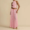 Summer Loungewear Suits Halter Short Top Maxi Skirt - 05 Pink / XL