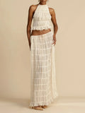 Summer Loungewear Suits Halter Short Top Maxi Skirt