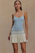 Summer Patchwork Mini Dress Women - Sky Blue / S