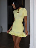 Summer Short Sleeve Ruffle Mini Dress Women