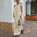 Summer Skirt French Cotton and Linen Neck Halter Dress