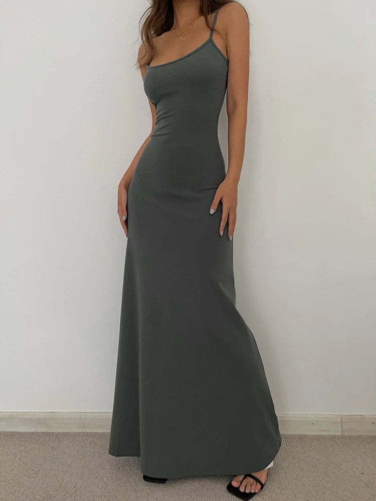 Summer Women’s Fashion Simple Temperament Suspender Long dress - Other