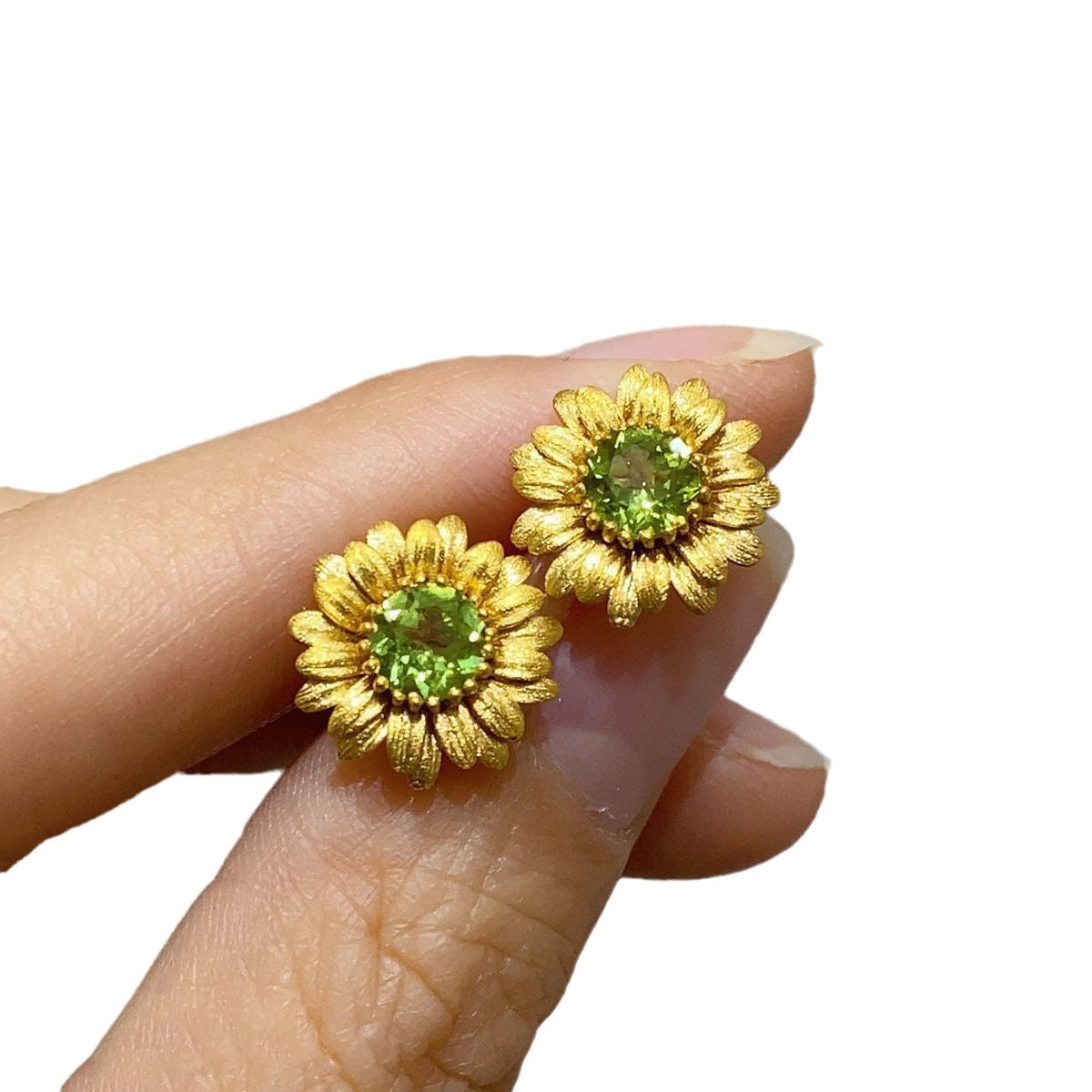 Sunflower Open Fashion All-matching Gemstone Earrings - Ear Studs - electronic accessories