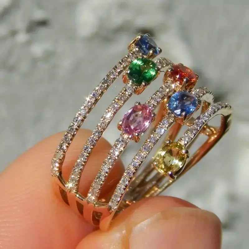 Super Flash Color Zircon Ring Women - electronic accessories