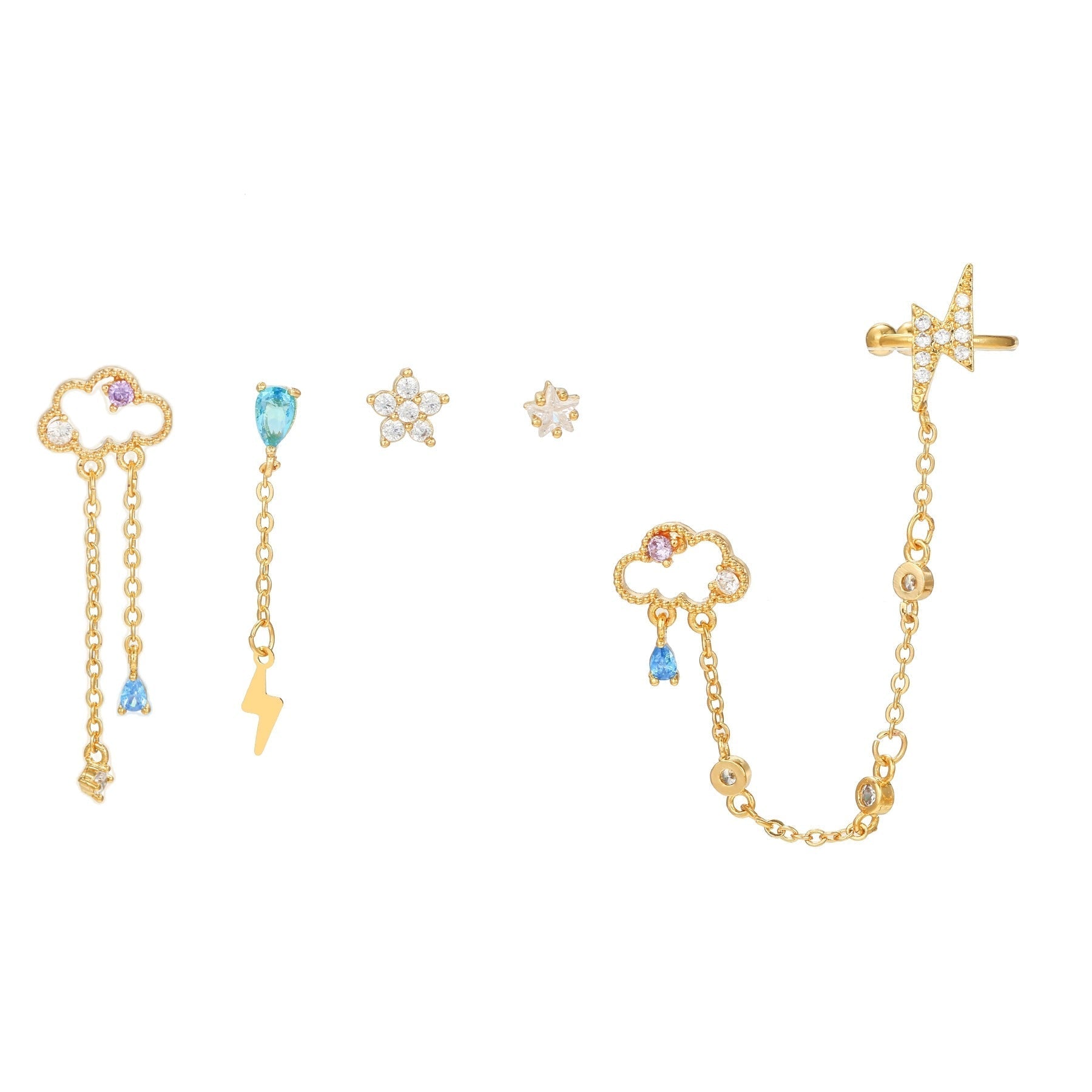 Tassel Earrings Spot Drill Ear Rings - TZ00103 Golden Suit / 18K - electronic accessories