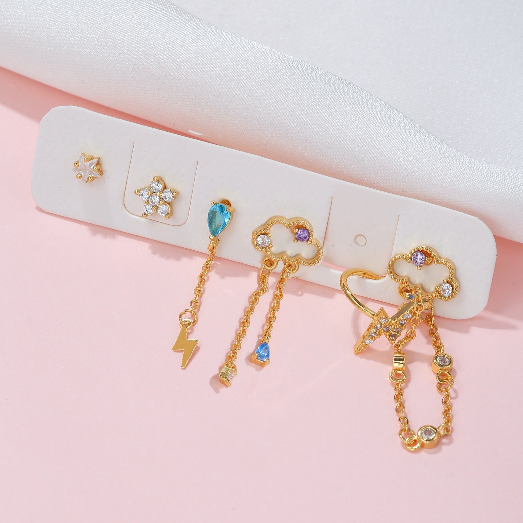 Tassel Earrings Spot Drill Ear Rings - TZ00103 Golden Suit / 18K - electronic accessories