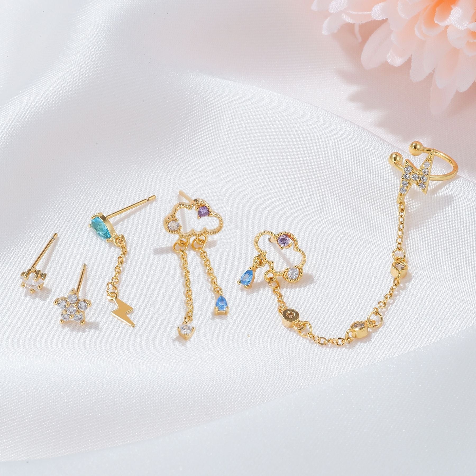 Tassel Earrings Spot Drill Ear Rings - TZ00103 Golden Suit / 18K - electronic accessories