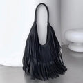 Tassel Large Capacity Brand Tote Bag Black Leather High Quality