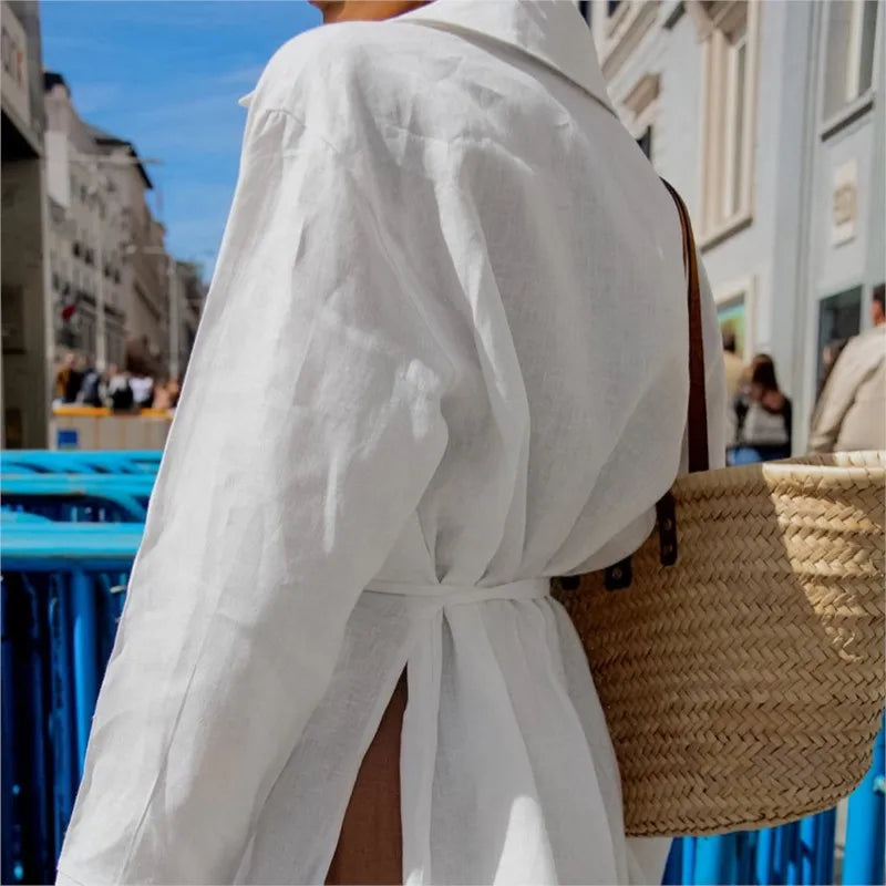 Temperament Type Long Sleeve White Shirts For Women