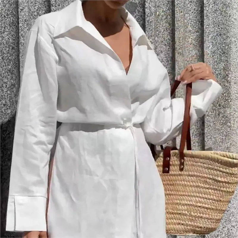 Temperament Type Long Sleeve White Shirts For Women