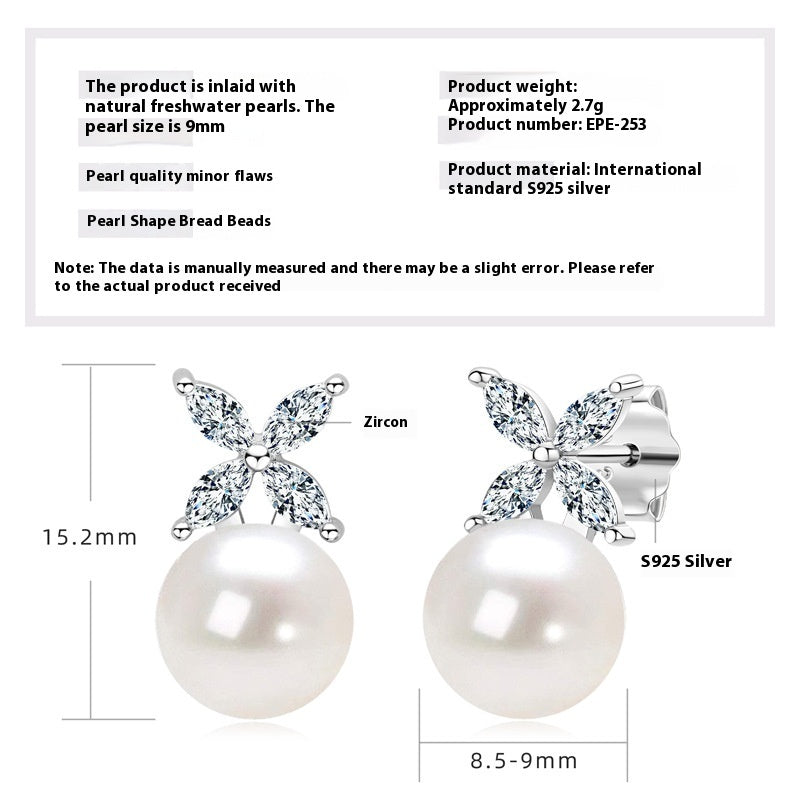 Temperament Wild Natural Freshwater Pearl Ear Studs - Stud Earrings / 925 Silver - electronic accessories