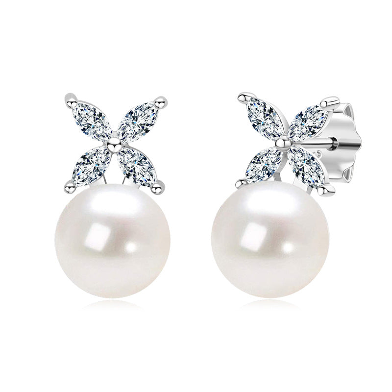 Temperament Wild Natural Freshwater Pearl Ear Studs - Stud Earrings / 925 Silver - electronic accessories