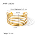 Textured Gold Cuff Plated Stainless Steel Adjustable Bangele Bracelet - JDBW2305013