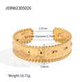 Textured Gold Cuff Plated Stainless Steel Adjustable Bangele Bracelet - JDBW2305026