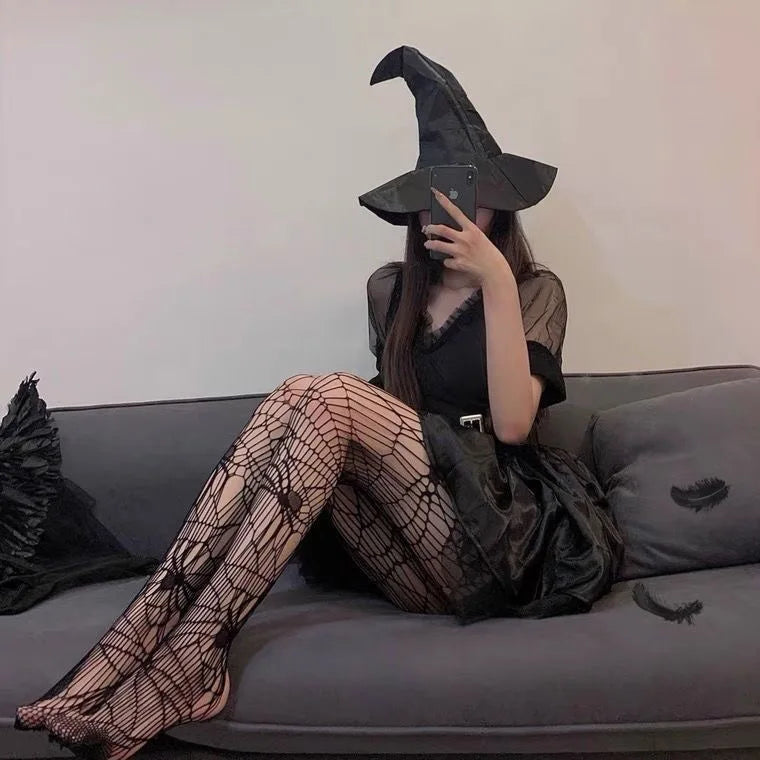 Thin Pantyhose Dark Hollowed Out Fishnet Stockings Women