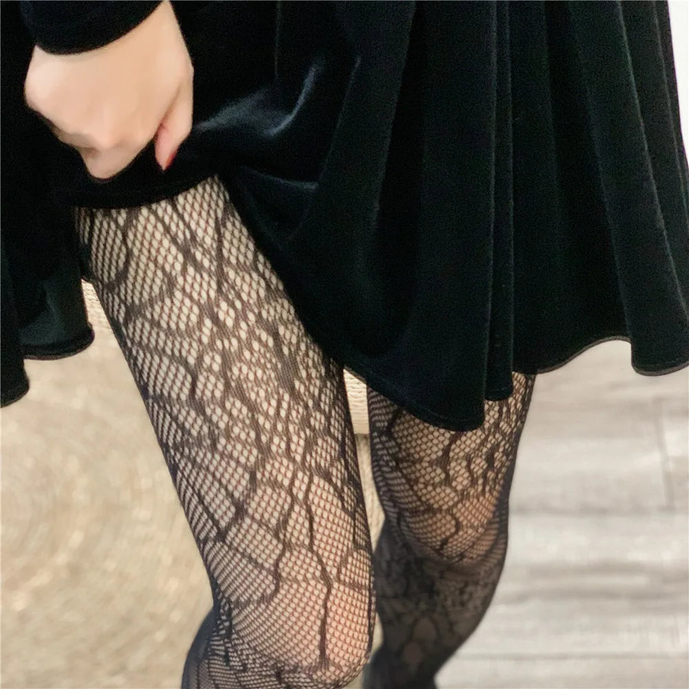 Thin Pantyhose Dark Hollowed Out Fishnet Stockings Women