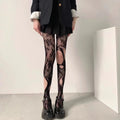 Thin Pantyhose Dark Hollowed Out Fishnet Stockings Women - Black hole floret / Height 150-175cm