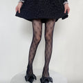 Thin Pantyhose Dark Hollowed Out Fishnet Stockings Women - Black little bow / Height 150-175cm
