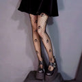 Thin Pantyhose Dark Hollowed Out Fishnet Stockings Women - Dot Skull / Height 150-175cm