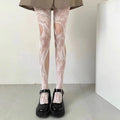 Thin Pantyhose Dark Hollowed Out Fishnet Stockings Women - White hollow floret / Height 150-175cm