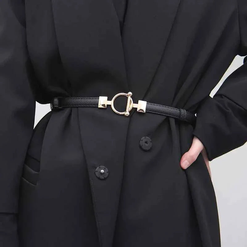 Thin Retro Gold Buckle Adjustable Women Belt