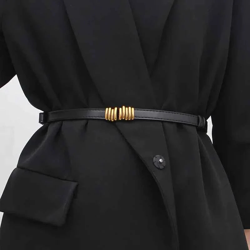 Thin Retro Gold Buckle Adjustable Women Belt