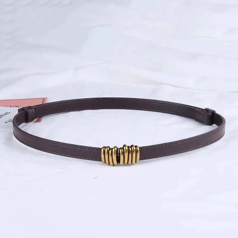 Thin Retro Gold Buckle Adjustable Women Belt
