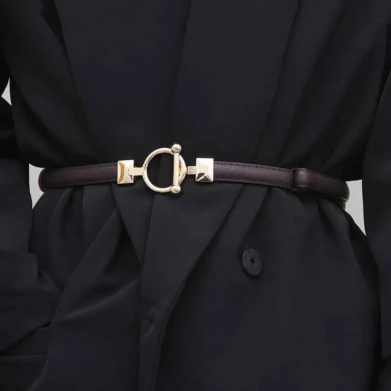 Thin Retro Gold Buckle Adjustable Women Belt