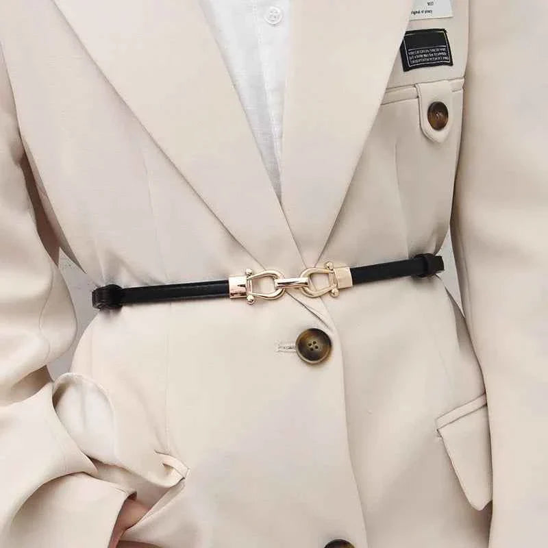 Thin Retro Gold Buckle Adjustable Women Belt