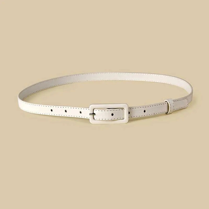 Thin Waistband Pin Buckle Adjustable Belt - WHITE
