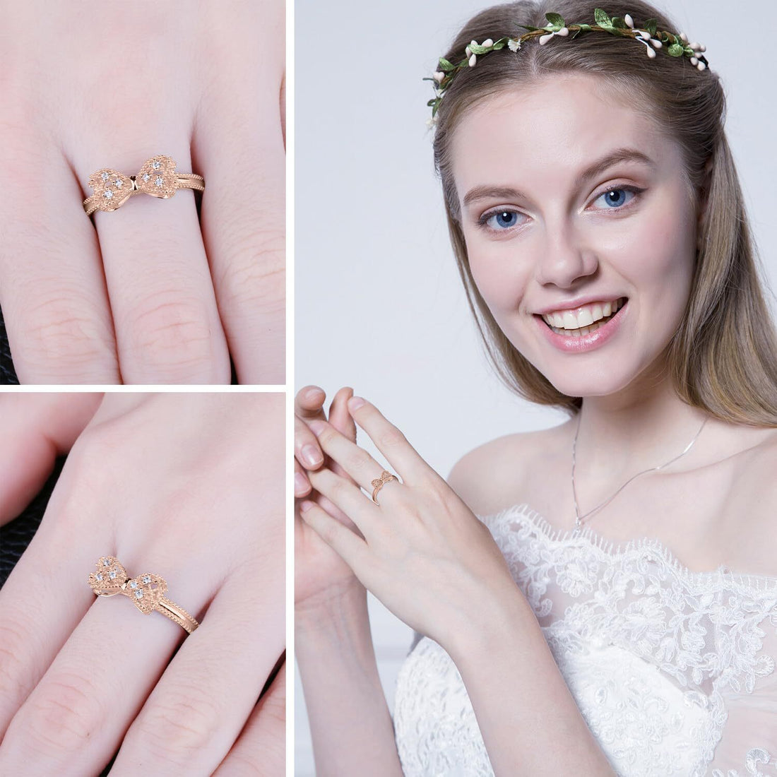 Three-dimensional Bow Ring Women’s Rose Gold Simple - electronic accessories